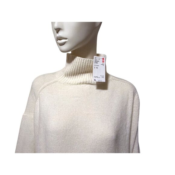 NWT Uniqlo Wool Blend Sweater Dress XL Cream Mock Neck Minimalist Neutral Cozy - Picture 4 of 9